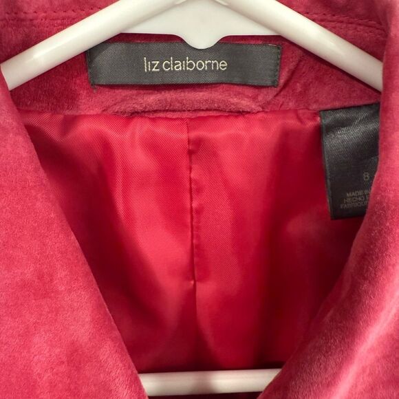 NWT Liz Claiborne Vibrant Hot Pink Suede Button Down Jacket, Size 8 - Picture 3 of 6